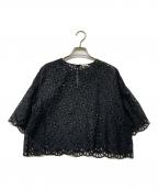 IENAイエナ）の古着「カットワークレース ベルブラウス」｜ブラック
