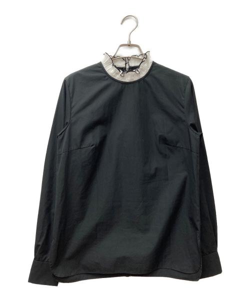 THIRD MAGAZINE（サードマガジン）THIRD MAGAZINE (サードマガジン) フリル長袖ブラウス ブラック サイズ:9の古着・服飾アイテム