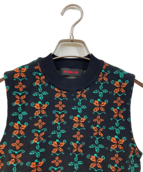 CABAN（キャバン）CABaN (キャバン) リーフジャカードノースリーブプルオーバー ブラック サイズ:Fの古着・服飾アイテム