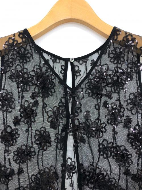 MACPHEE（マカフィー）MACPHEE (マカフィ) メッシュスパンコール Vネックプルオーバー ブラック サイズ:36の古着・服飾アイテム