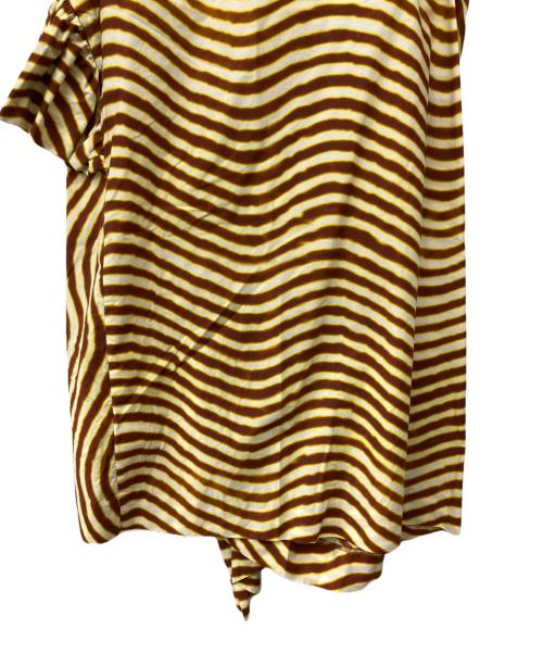 DRIES VAN NOTEN（ドリスヴァンノッテン）DRIES VAN NOTEN (ドリスヴァンノッテン) LEN LYE (レン・ライ) プリントデザインギャザースカート ブラウン×イエロー サイズ:36　の古着・服飾アイテム