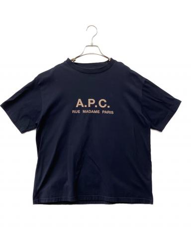 中古・古着通販】A.P.C. (アーペーセー) ロゴ刺繍Tシャツ ネイビー