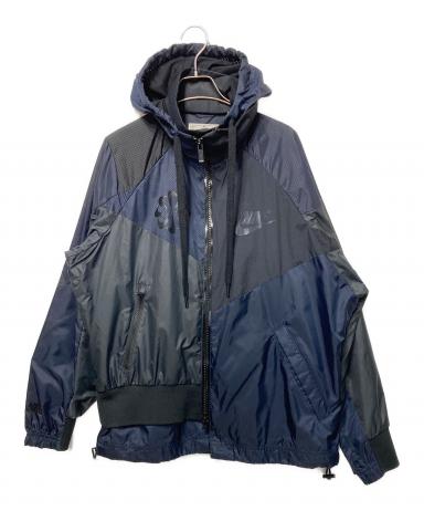 ナイキ × サカイ 再構築フーデッドジャケット 黒 青 紺 メンズ XSサイズ 中古・古着通販】NIKE (ナイキ) sacai (サカイ) Hooded Anorak
