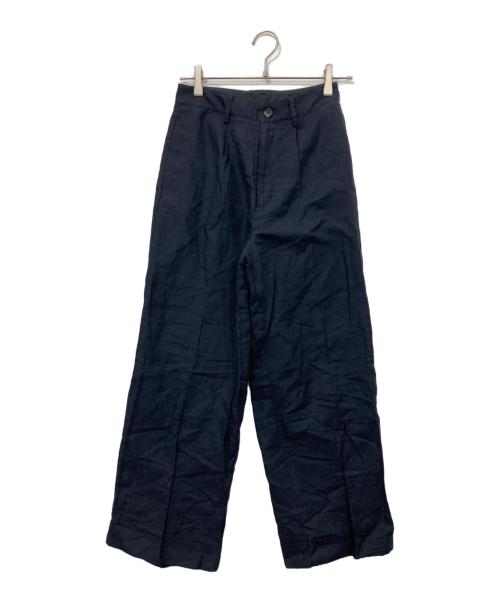 BEAMS BOY（ビームスボーイ）BEAMS BOY (ビームスボーイ) ポリエステル レーヨン リネン 1プリーツスラックス ネイビーの古着・服飾アイテム