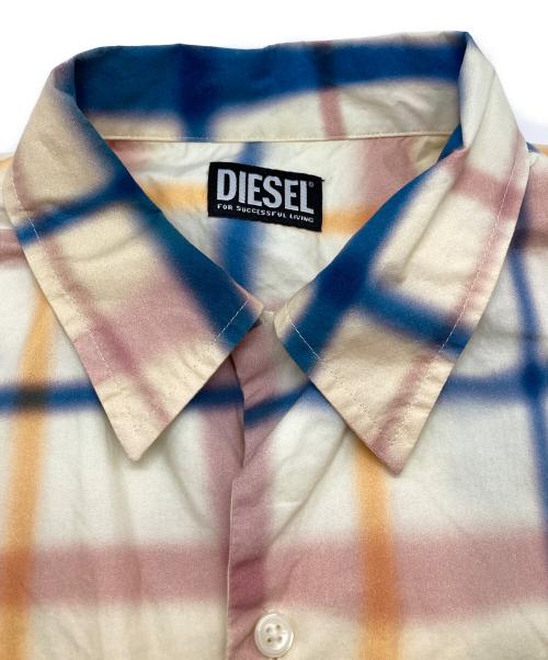DIESEL（ディーゼル）DIESEL (ディーゼル) チェックシャツ アイボリー×ブルー サイズ:50の古着・服飾アイテム