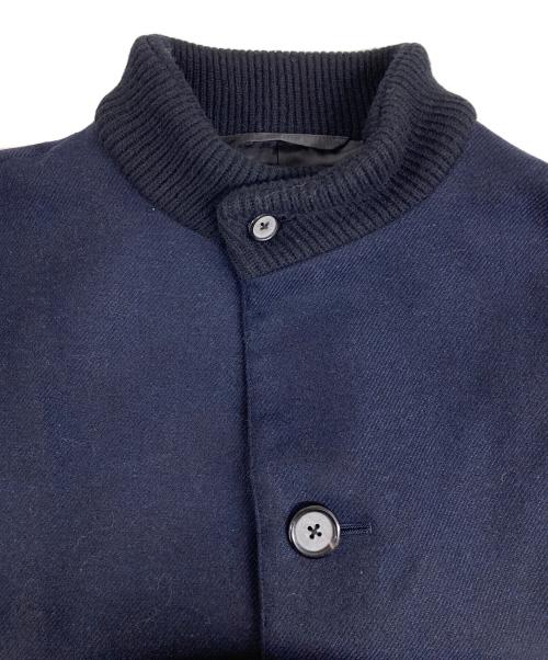 TOMORROW LAND（トゥモローランド）TOMORROW LAND (トゥモローランド) ウールツイード ニットコンビスタンドカラーコート 63-09-25-09102 ネイビー×ブラック サイズ:XSの古着・服飾アイテム