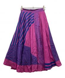 Diagram（ダイアグラム）の古着「ラインプリントロングスカート」｜ネイビー×パープル