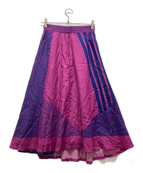 Diagram（ダイアグラム）Diagram (ダイアグラム) ラインプリントロングスカート ネイビー×パープル サイズ:36の古着・服飾アイテム