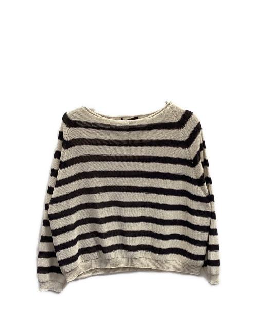 Noble（ノーブル）Noble (ノーブル) ペーパーヤーン裏天竺プルオーバー ベージュ×ブラック サイズ:フリーの古着・服飾アイテム