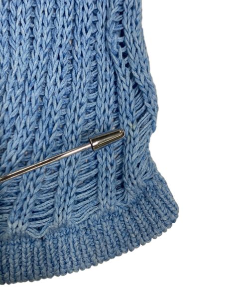 NVRFRGT（ネヴァーフォーゲット）NVRFRGT (ネヴァーフォーゲット) COTTON OPEN KNIT CARDIGAN スカイブルー サイズ:1の古着・服飾アイテム