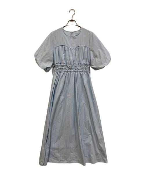 KBF（ケービーエフ）KBF (ケービーエフ) カーブラインドロストシャーリングワンピース スカイブルー サイズ:38の古着・服飾アイテム