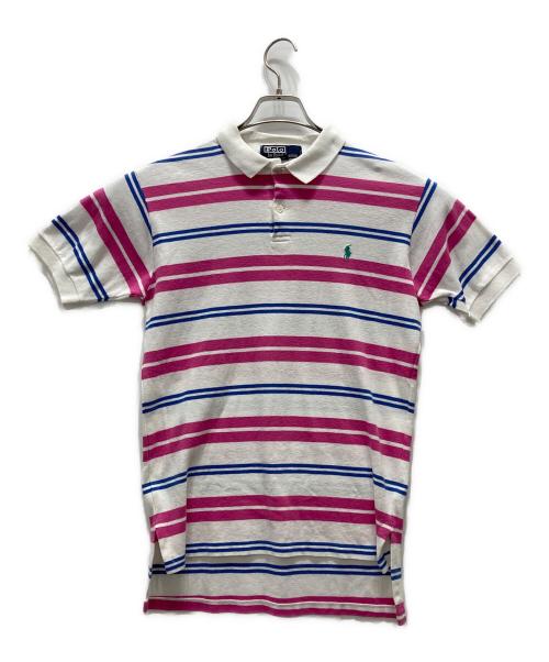 POLO RALPH LAUREN（ポロ・ラルフローレン）POLO RALPH LAUREN (ポロ・ラルフローレン) USA製ポロシャツ ホワイト×ピンク サイズ:不明の古着・服飾アイテム