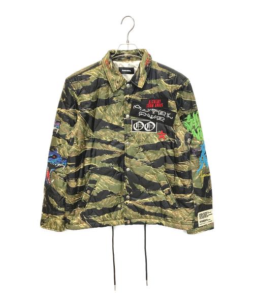 DIESEL（ディーゼル）DIESEL (ディーゼル) カモフラキルティングコーチジャケット グリーン サイズ:XSの古着・服飾アイテム