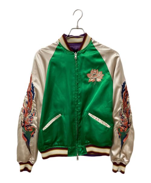 VANQUISH（ヴァンキッシュ）VANQUISH (ヴァンキッシュ) 花鳥風月スカジャン グリーン サイズ:Mの古着・服飾アイテム