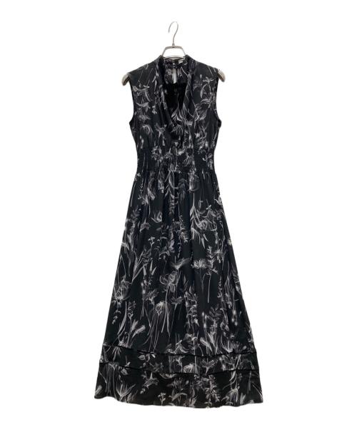 FRAY ID（フレイ アイディー）FRAY ID (フレイ アイディー) ドレープネックシャーリングプリントワンピース ブラック サイズ:Sの古着・服飾アイテム