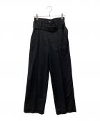 kayleケイル）の古着「HIGH COUNT GABARDINE BELT DESIGN PANTS」｜ブラック