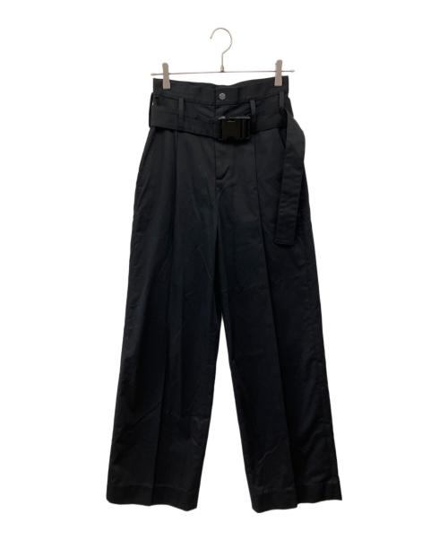 kayle（ケイル）KAYLE (ケイル) HIGH COUNT GABARDINE BELT DESIGN PANTS ブラック サイズ:Sの古着・服飾アイテム