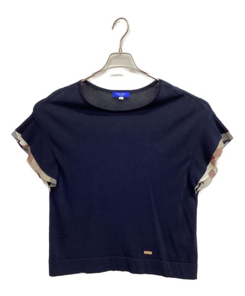 BLUE LABEL CRESTBRIDGE（ブルーレーベルクレストブリッジ）BLUE LABEL CRESTBRIDGE (ブルーレーベルクレストブリッジ) コットンナイロンニットトップス ネイビー サイズ:38の古着・服飾アイテム