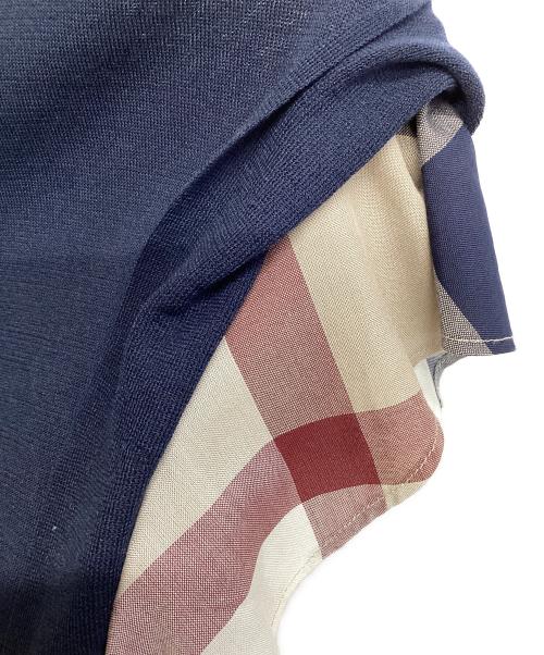 BLUE LABEL CRESTBRIDGE（ブルーレーベルクレストブリッジ）BLUE LABEL CRESTBRIDGE (ブルーレーベルクレストブリッジ) コットンナイロンニットトップス ネイビー サイズ:38の古着・服飾アイテム