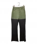 MAISON SPECIALメゾンスペシャル）の古着「ヴィーガンレザーニットパンツ」｜グレー×グリーン