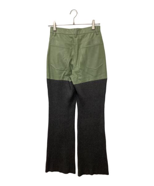 MAISON SPECIAL（メゾンスペシャル）MAISON SPECIAL (メゾンスペシャル) ヴィーガンレザーニットパンツ グレー×グリーン サイズ:36の古着・服飾アイテム