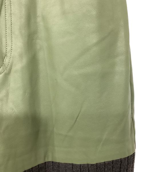 MAISON SPECIAL（メゾンスペシャル）MAISON SPECIAL (メゾンスペシャル) ヴィーガンレザーニットパンツ グレー×グリーン サイズ:36の古着・服飾アイテム