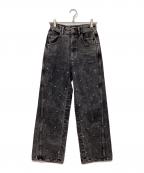 MAISON SPECIALメゾンスペシャル）の古着「ラインストーンパールワイドデニムパンツ」｜ブラック