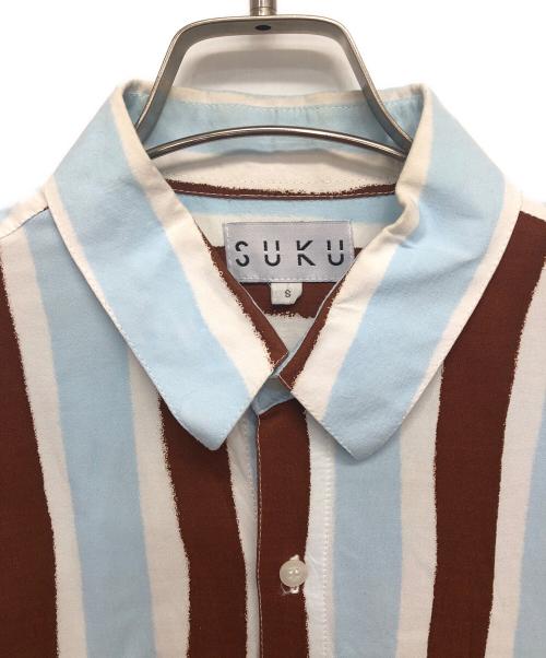 SUKU HOME（スクホーム）SUKU HOME (スクホーム) ルームウェアセットアップ ブラウン×ブルー サイズ:Sの古着・服飾アイテム