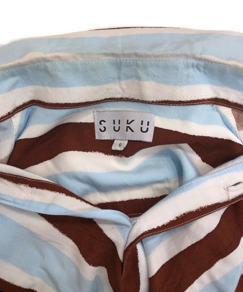 SUKU HOME（スクホーム）SUKU HOME (スクホーム) ルームウェアセットアップ ブラウン×ブルー サイズ:Sの古着・服飾アイテム