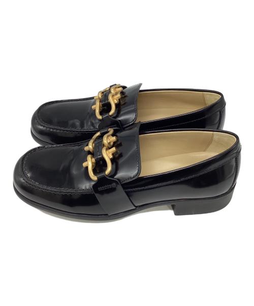 BOTTEGA VENETA（ボッテガベネタ）BOTTEGA VENETA (ボッテガベネタ) MONSIEUR SHINY LEATHER LOAFERS ブラック サイズ:36　1/2の古着・服飾アイテム
