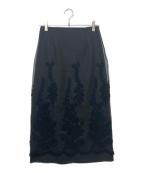 martiniqueマルティニーク）の古着「リップルオーガンジー刺繍タイトスカート」｜ブラック