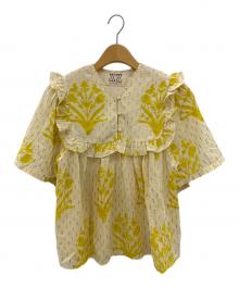 SZ Blockprints（エスゼットブロックプリント）の古着「フリルブラウス」｜イエロー