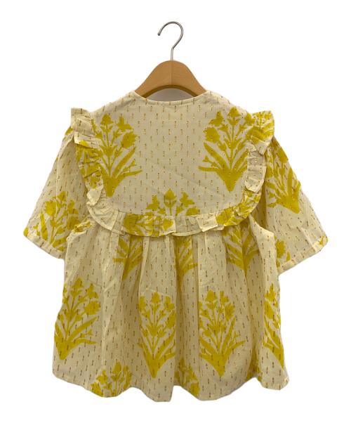 SZ Blockprints（エスゼットブロックプリント）SZ Blockprints (エスゼットブロックプリント) フリルブラウス イエロー サイズ:Sの古着・服飾アイテム