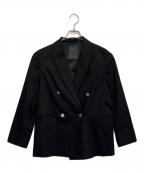 Spick and Span Nobleスッピックアンドスパン ノーブル）の古着「麻ストレッチピークドラペルダブルジャケット」｜ブラック