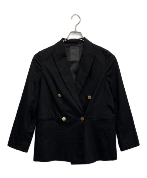Spick and Span Noble（スッピックアンドスパン ノーブル）Spick and Span Noble (スッピックアンドスパン ノーブル) 麻ストレッチピークドラペルダブルジャケット ブラック サイズ:38の古着・服飾アイテム