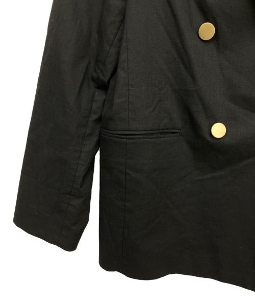 Spick and Span Noble（スッピックアンドスパン ノーブル）Spick and Span Noble (スッピックアンドスパン ノーブル) 麻ストレッチピークドラペルダブルジャケット ブラック サイズ:38の古着・服飾アイテム