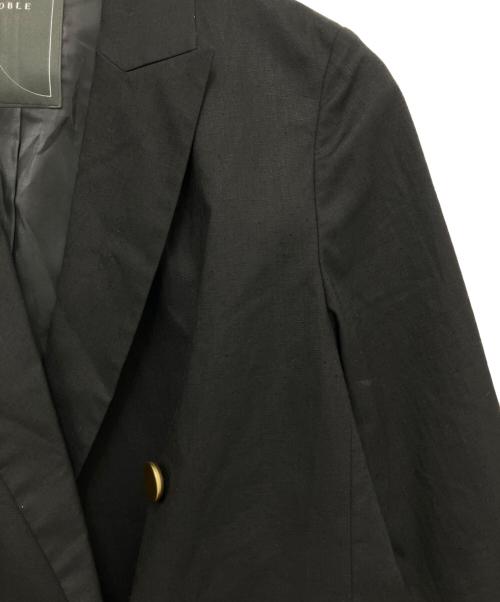 Spick and Span Noble（スッピックアンドスパン ノーブル）Spick and Span Noble (スッピックアンドスパン ノーブル) 麻ストレッチピークドラペルダブルジャケット ブラック サイズ:38の古着・服飾アイテム