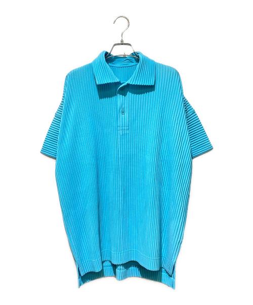 HOMME PLISSE ISSEY MIYAKE（オム プリッセ イッセイ ミヤケ）HOMME PLISSE ISSEY MIYAKE (オム プリッセ イッセイ ミヤケ) プリーツポロシャツ スカイブルー サイズ:2の古着・服飾アイテム