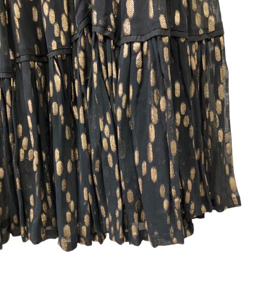 Velnica（ヴェルニカ）Velnica (ヴェルニカ) ラメ糸ドット織マキシスカート ブラック サイズ:表記無しの古着・服飾アイテム