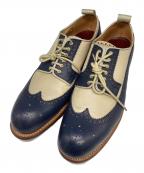 A(LeFRUDE)E×ROLLING DUB TRIOアレフルード×ローリングダブトリオ）の古着「オックスフォードシューズ」｜ネイビー×ベージュ