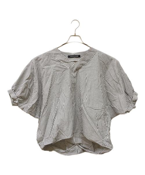 mizuiro-ind（ミズイロインド）mizuiro-ind (ミズイロインド) ストライプドルマンブラウス グレー サイズ:FREEの古着・服飾アイテム