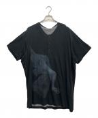 Yohji Yamamoto pour hommeヨウジヤマモト プールオム）の古着「内田柄ヘンリー半袖」｜ブラック