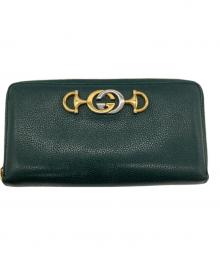 GUCCI（グッチ）の古着「ラウンドファスナー財布」｜グリーン