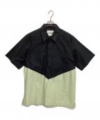 JIL SANDERジルサンダー）の古着「2トーンハーフスリーブプルオーバーシャツ」｜ブラック×ライトグリーン