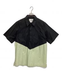 JIL SANDER（ジルサンダー）の古着「2トーンハーフスリーブプルオーバーシャツ」｜ブラック×ライトグリーン