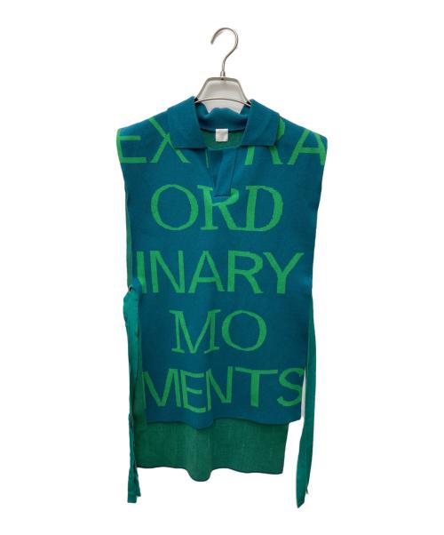 TARO HORIUCHI（タロウホリウチ）TARO HORIUCHI (タロウホリウチ) Graphic Knit 2301-WK01-M210 グリーン サイズ:OSの古着・服飾アイテム