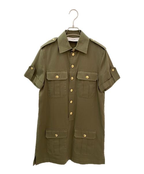 CELINE（セリーヌ）CELINE (セリーヌ) T-shirt dress with military pockets in lightweight twill オリーブ サイズ:34の古着・服飾アイテム