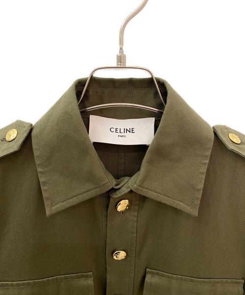 CELINE（セリーヌ）CELINE (セリーヌ) T-shirt dress with military pockets in lightweight twill オリーブ サイズ:34の古着・服飾アイテム