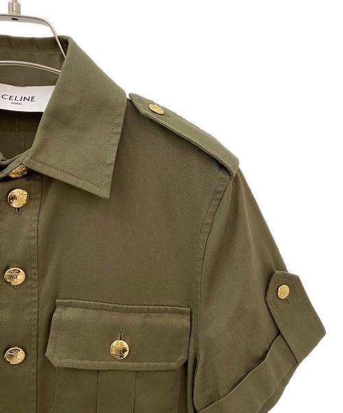 CELINE（セリーヌ）CELINE (セリーヌ) T-shirt dress with military pockets in lightweight twill オリーブ サイズ:34の古着・服飾アイテム