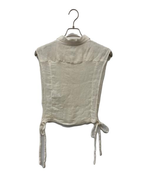 JANE SMITH（ジェーンスミス）JANE SMITH (ジェーンスミス) LINEN MESH EMBROIDERY SHIRT BIBS ベージュ サイズ:Lの古着・服飾アイテム